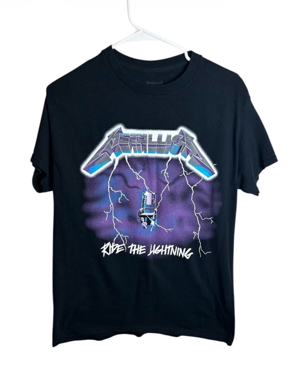 Black Metallica Ride The Lightning Album Cover Tshirt Size Medium - Picture 1 of 3